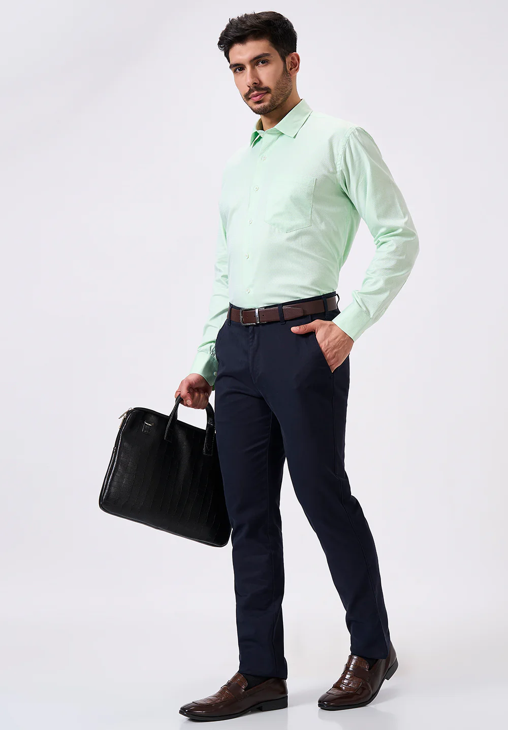 Men Green Regular Fit Formal Shirt - Image 5