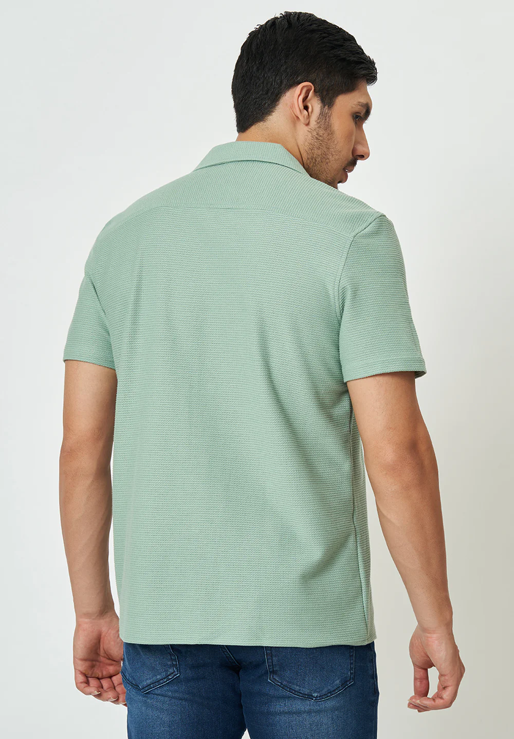 Men light Green Solid Casual Shirt - Image 2