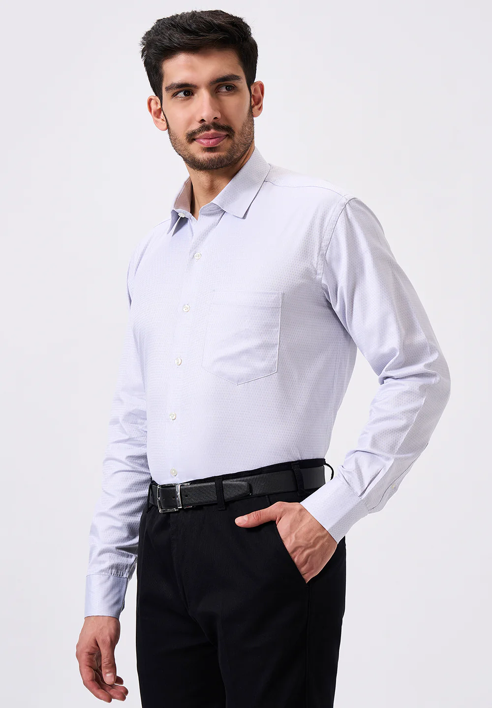 Men Grey Regular Fit Formal Shirt - Image 5