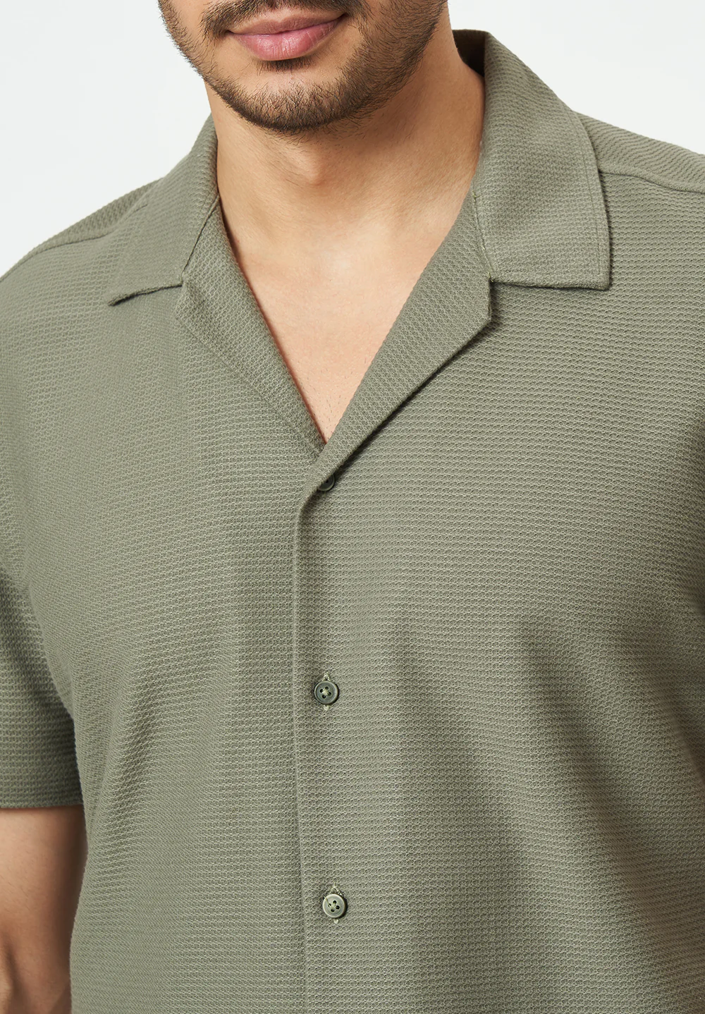 Men light Grey Textured Casual Shirt - Image 4