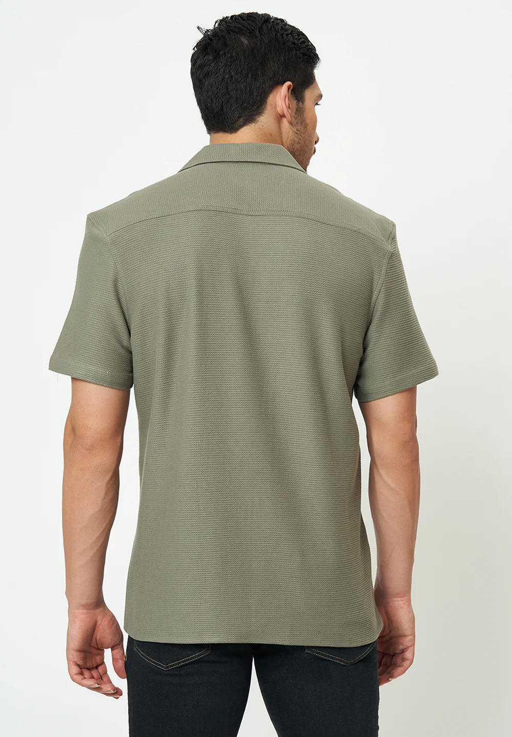 Men light Grey Textured Casual Shirt - Image 5