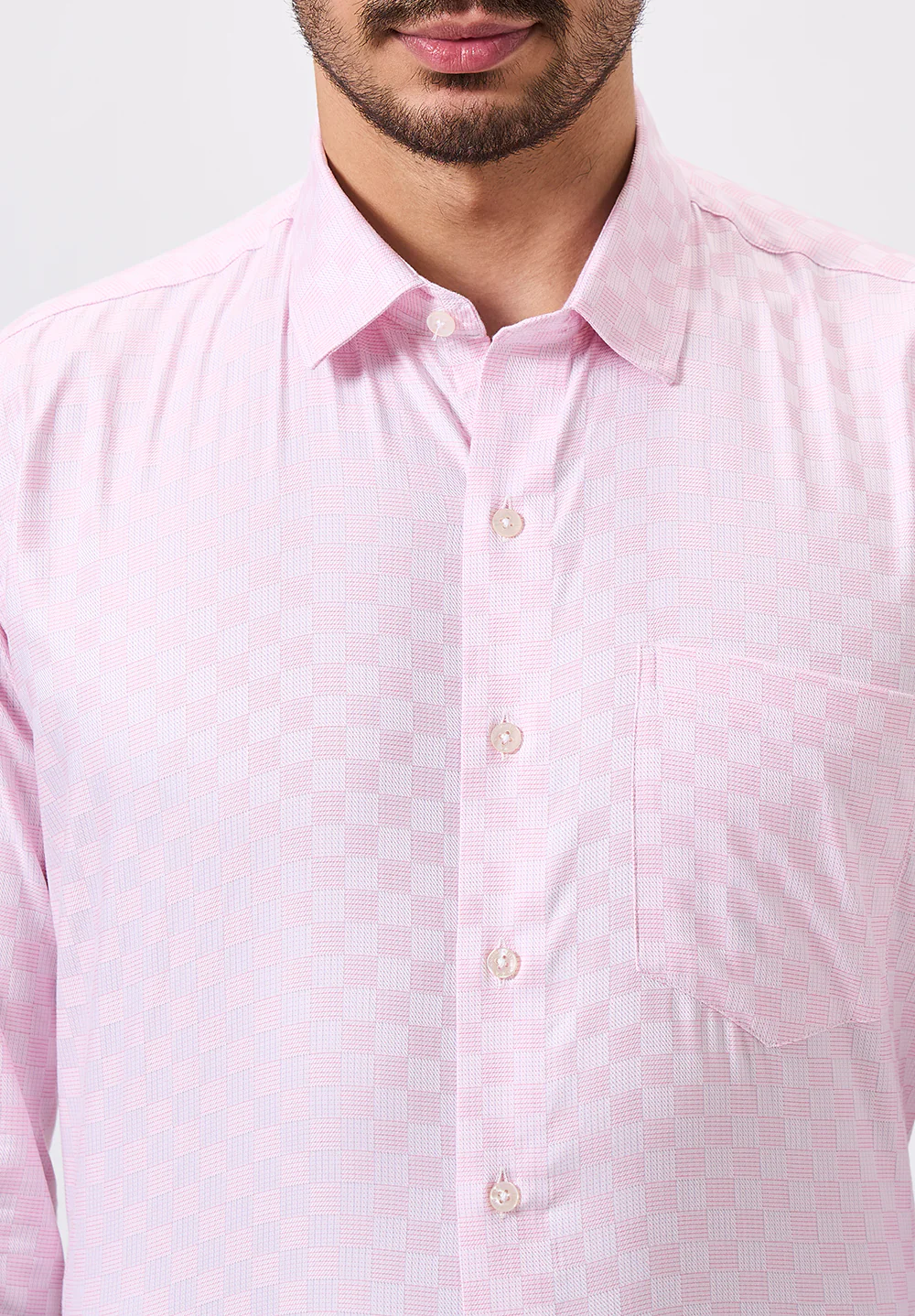 Men Light Pink Regular Fit Formal Shirt - Image 3