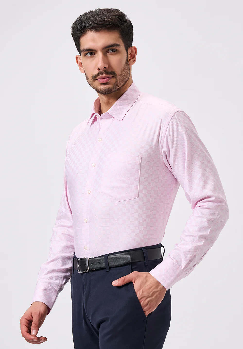 Men Light Pink Regular Fit Formal Shirt - Image 4