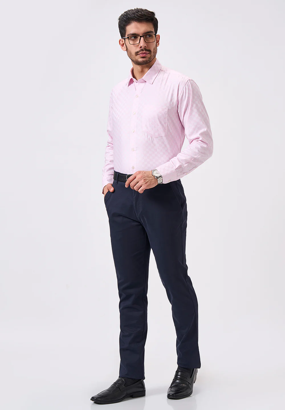 Men Light Pink Regular Fit Formal Shirt - Image 5