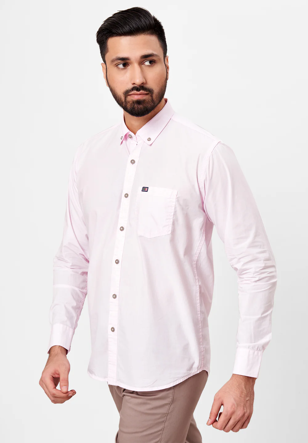 Men Light Pink Slim Fit Formal Shirt - Image 2