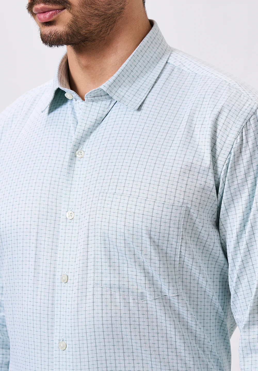 Men Light Blue Regular Fit Formal Shirt - Image 3