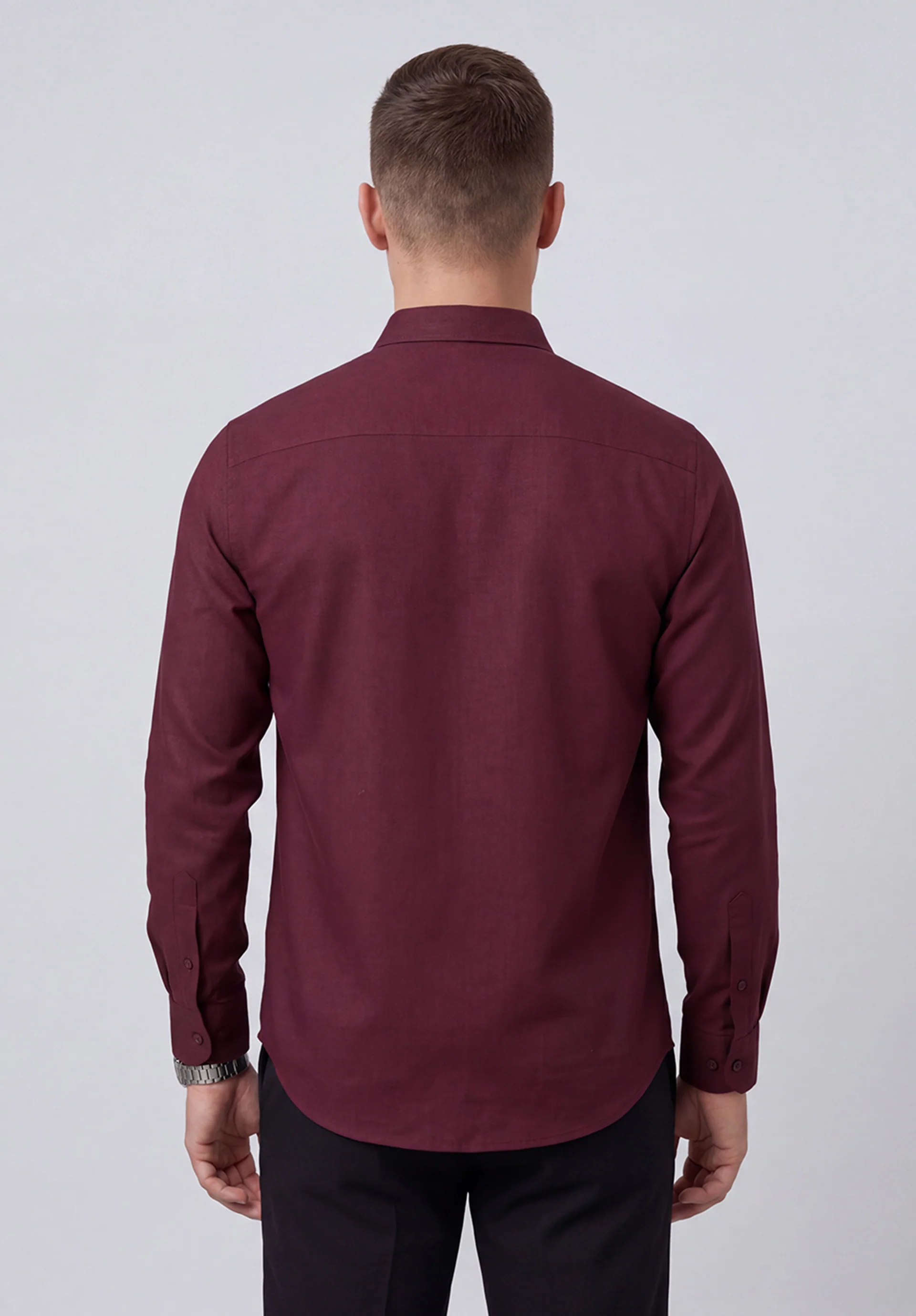 Men Maroon Slim Fit Formal Shirt - Image 5