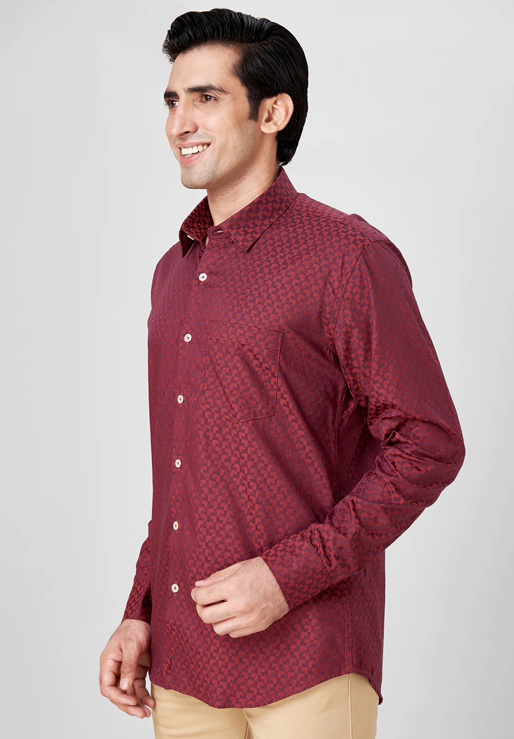Men Maroon Slim Fit Formal Shirt - Image 4