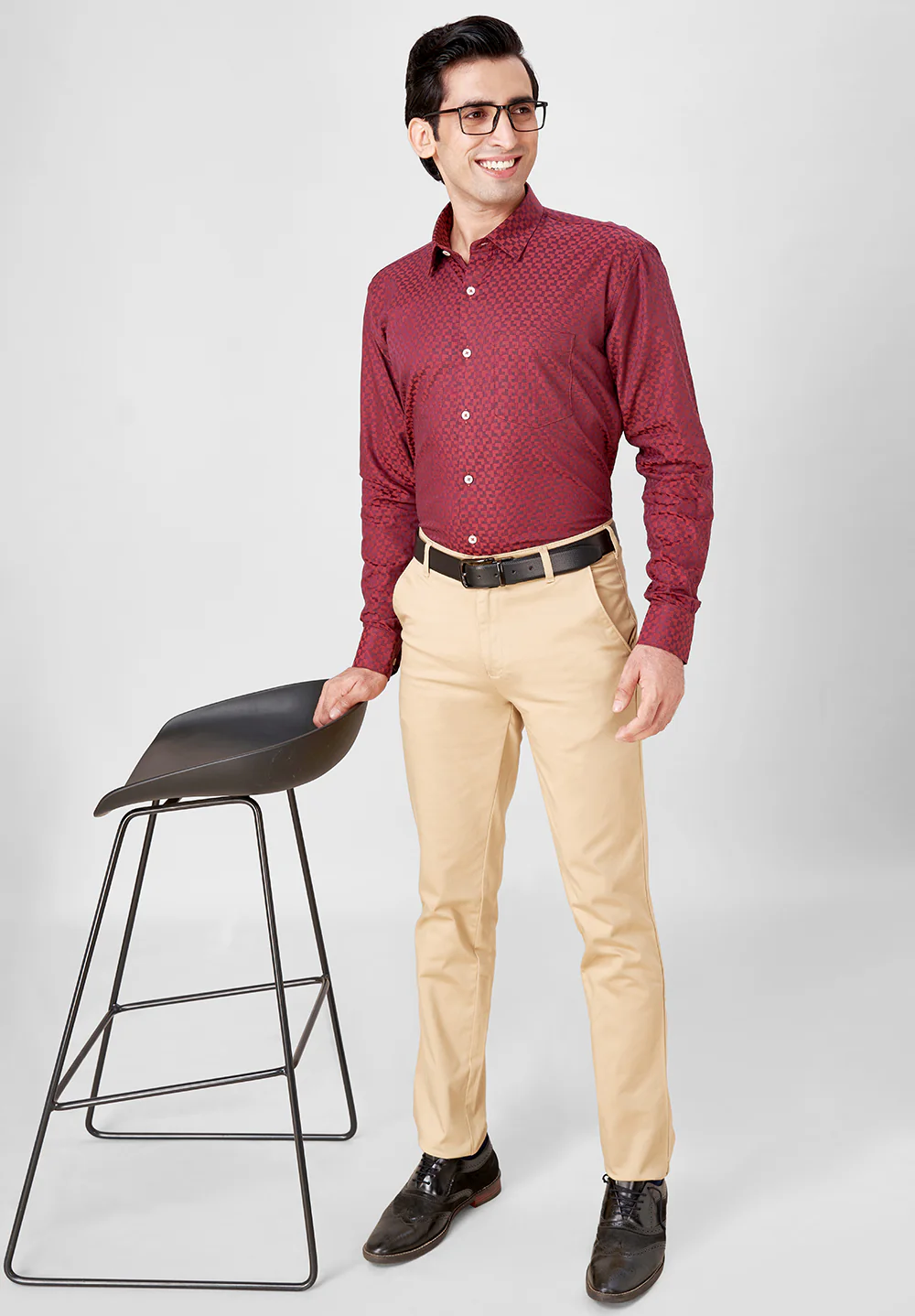 Men Maroon Slim Fit Formal Shirt - Image 5