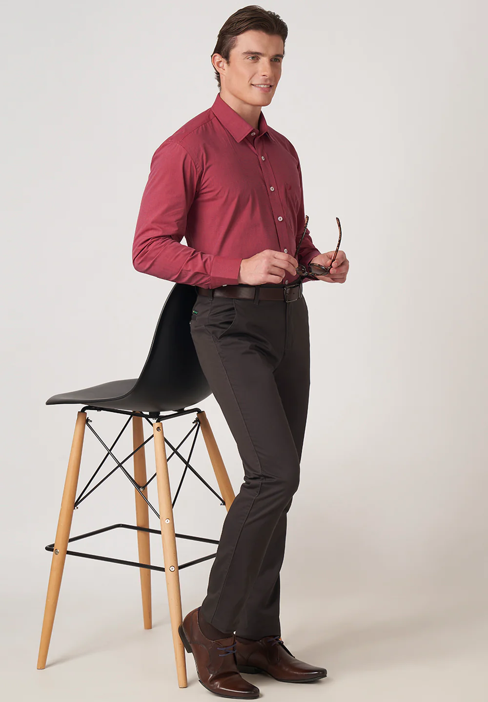 Men Maroon Regular Fit Formal Shirt - Image 5