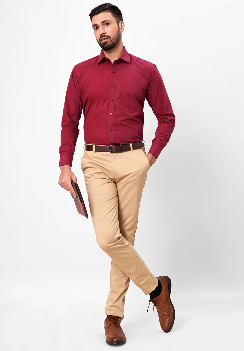 Men Maroon Regular Fit Formal Shirt - Image 4