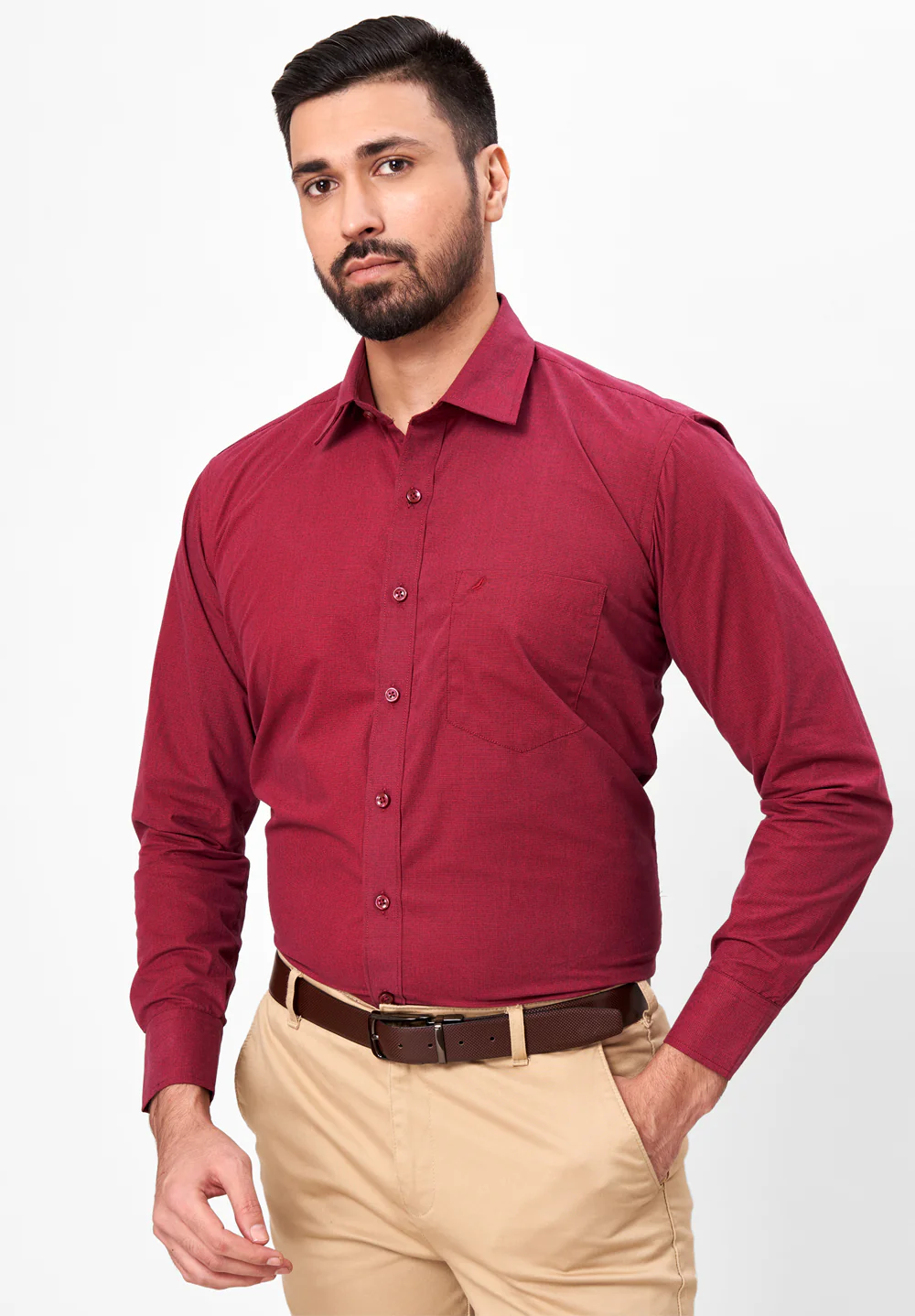 Men Maroon Regular Fit Formal Shirt - Image 5