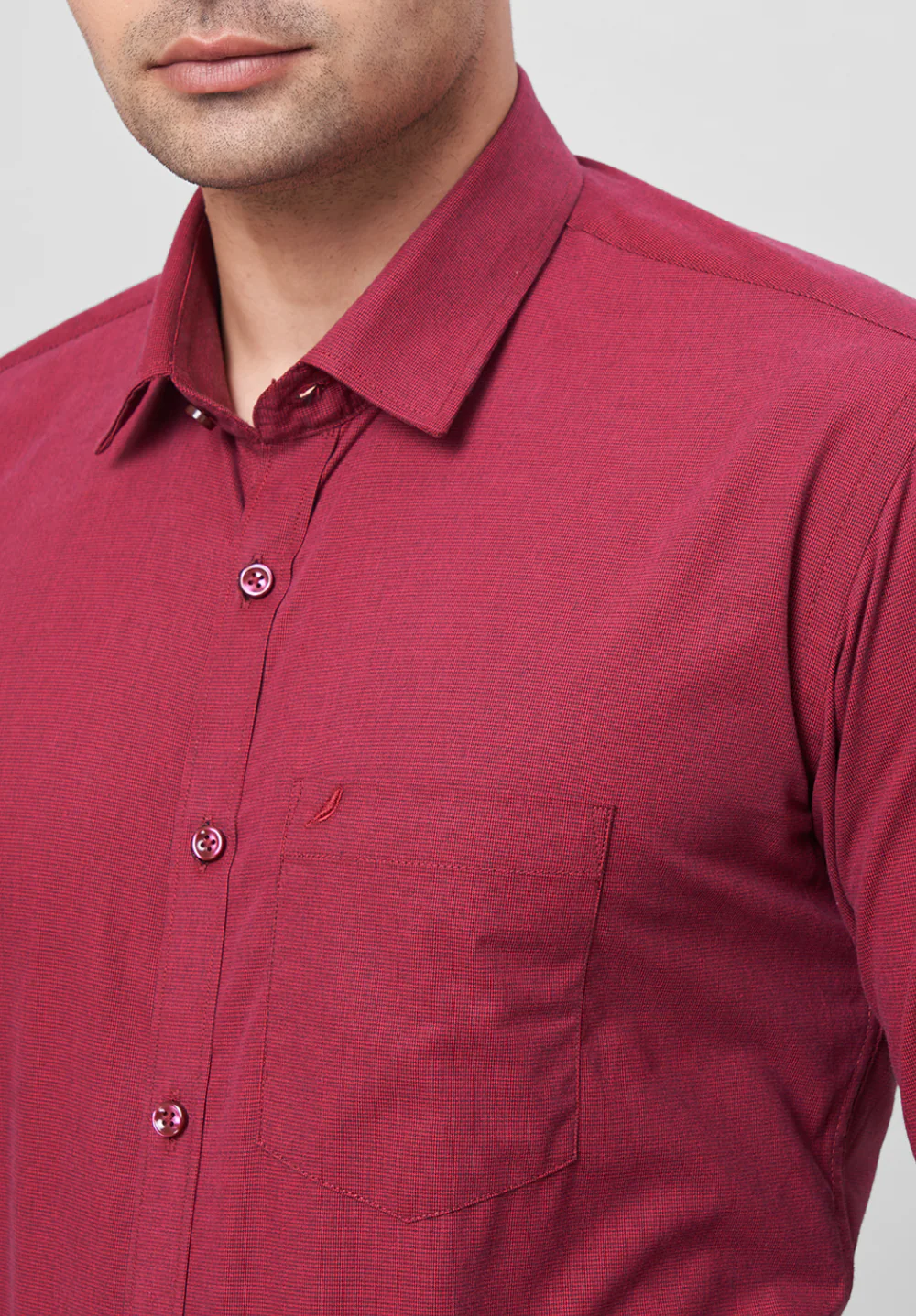 Men Maroon Slim Fit Formal Shirt - Image 3