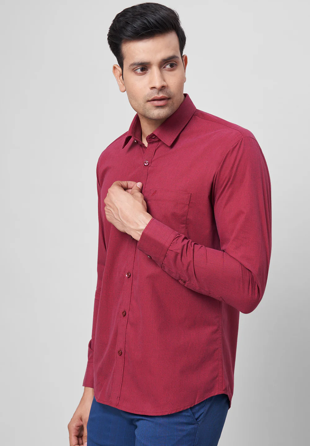 Men Maroon Slim Fit Formal Shirt - Image 5