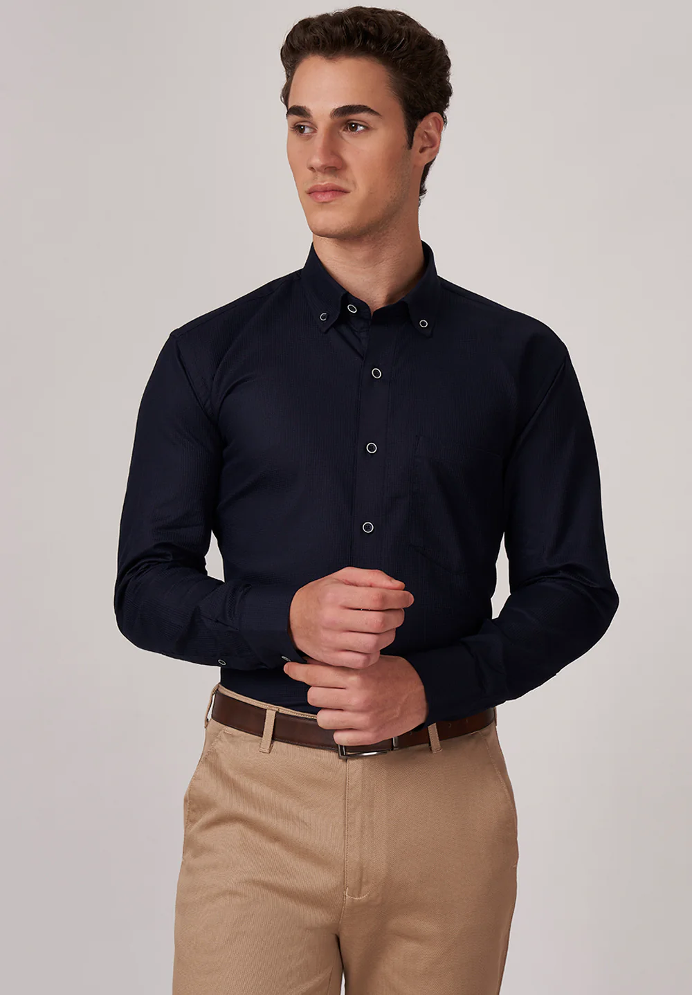 Men Navy Blue Smart Fit Formal Shirt