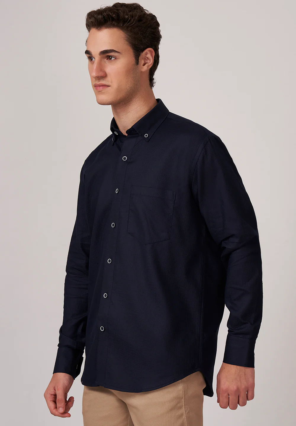 Men Navy Blue Smart Fit Formal Shirt - Image 2