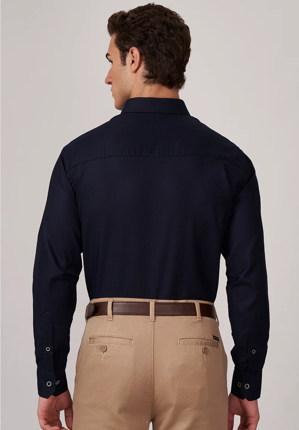 Men Navy Blue Smart Fit Formal Shirt - Image 3