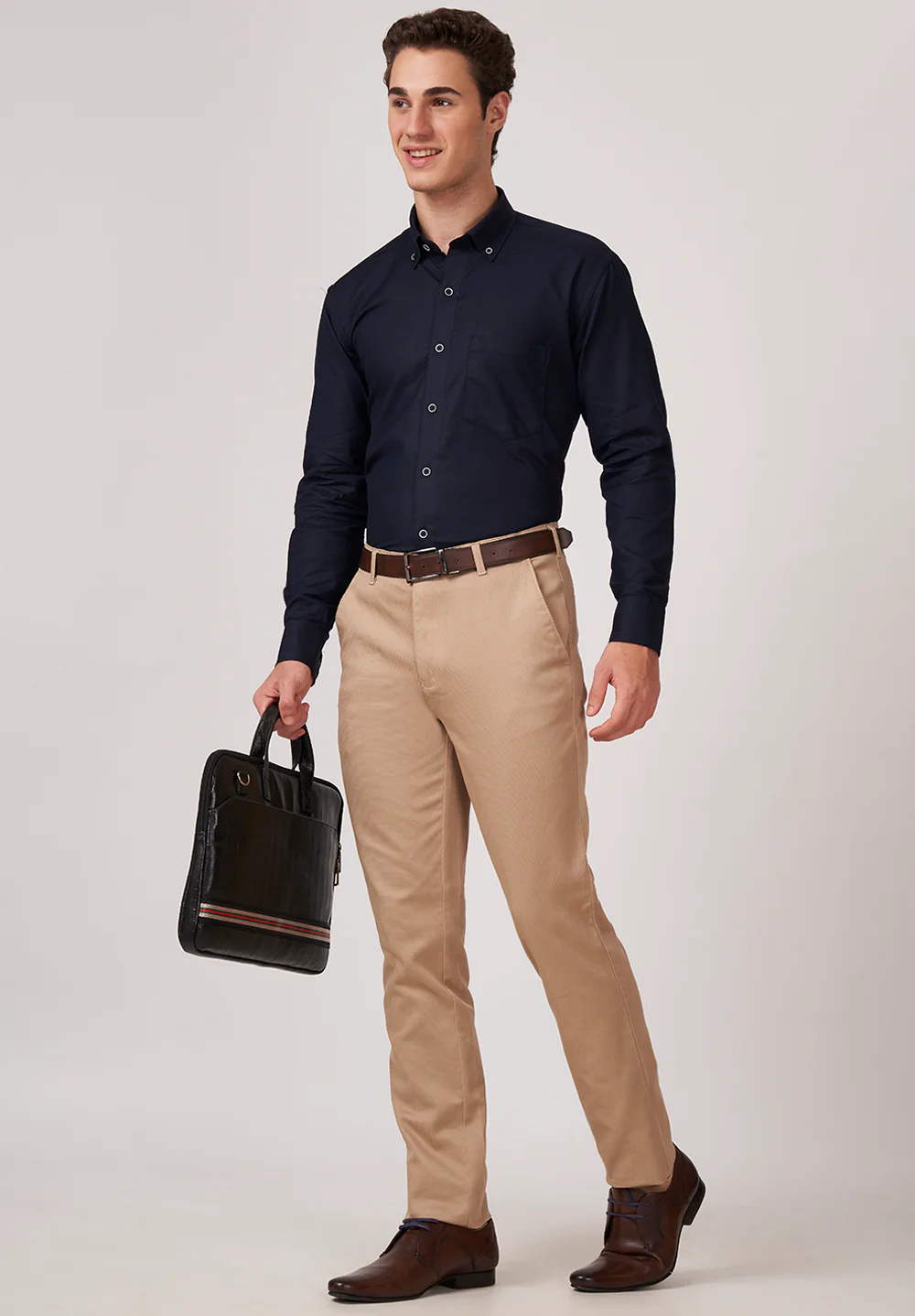 Men Navy Blue Smart Fit Formal Shirt - Image 5