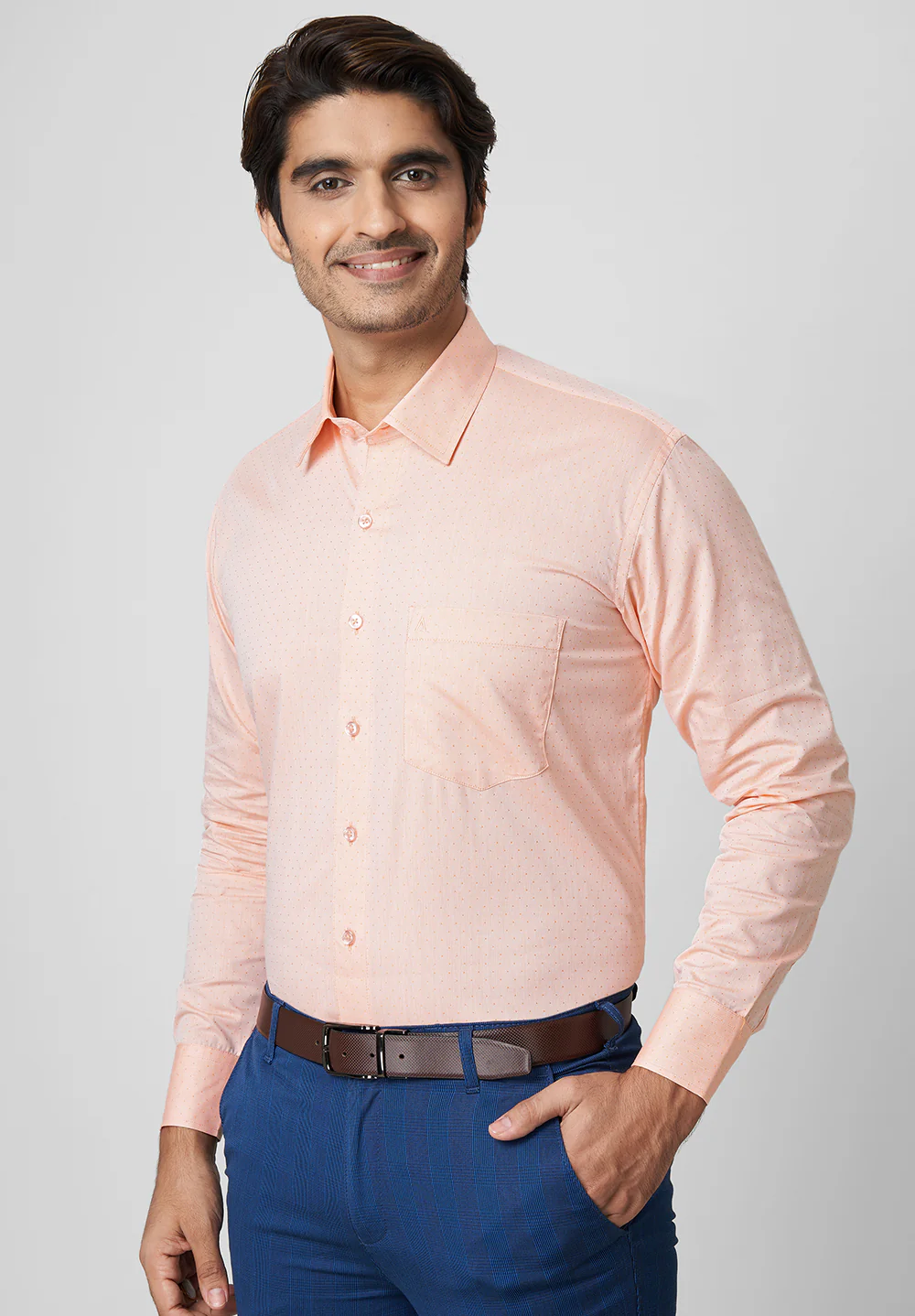 Men Orange Regular Fit Formal Shirt - Image 5