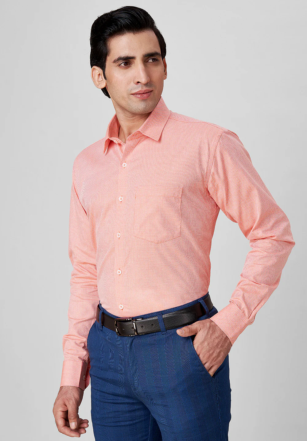 Men Orange Slim Fit Formal Shirt