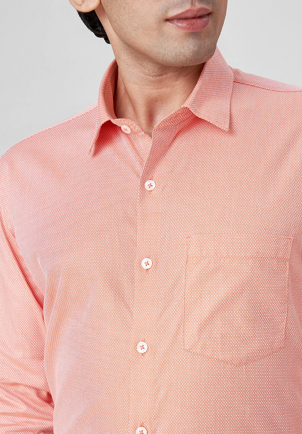 Men Orange Slim Fit Formal Shirt - Image 3