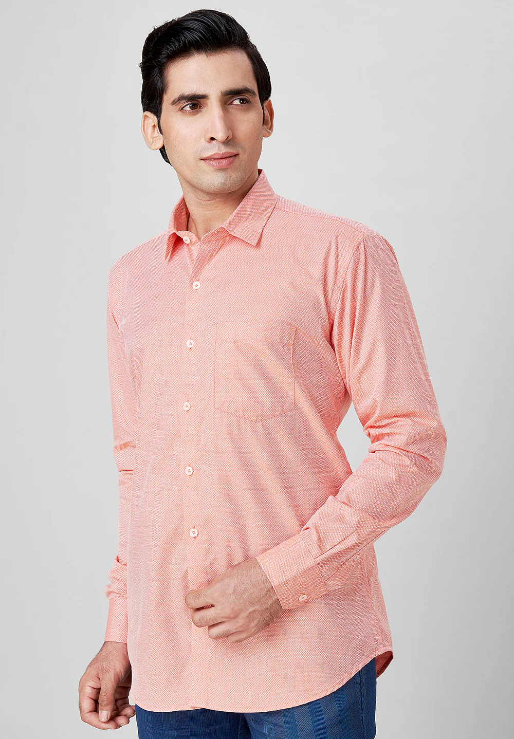 Men Orange Slim Fit Formal Shirt - Image 5
