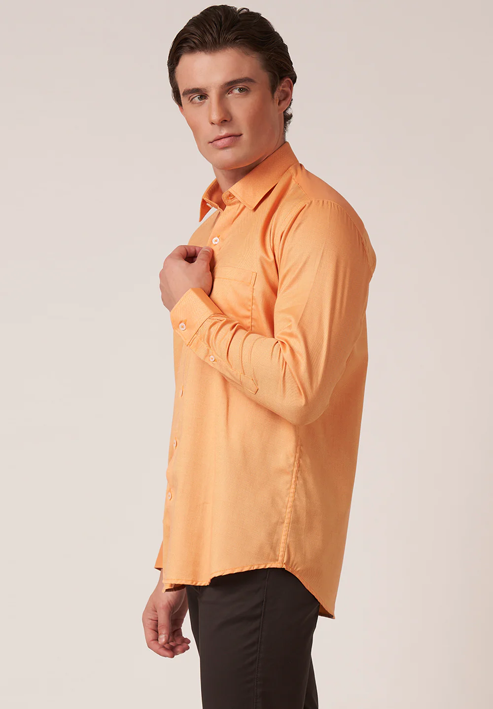 Men Orange Slim Fit Formal Shirt - Image 2