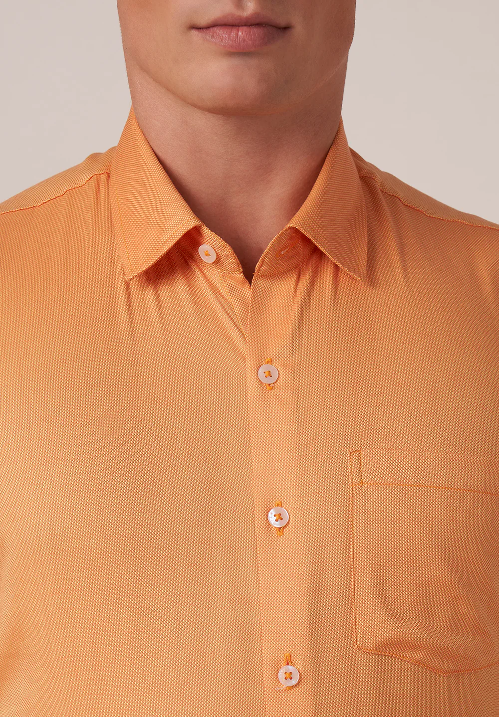 Men Orange Slim Fit Formal Shirt - Image 4