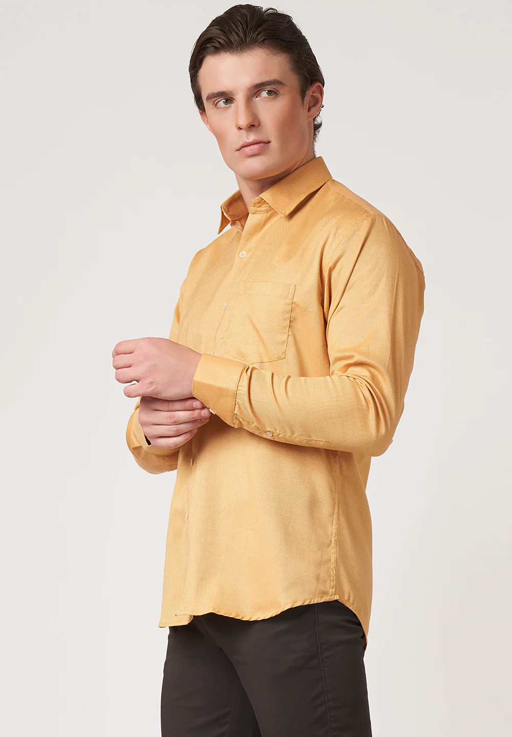Men Orange Slim Fit Formal Shirt - Image 2