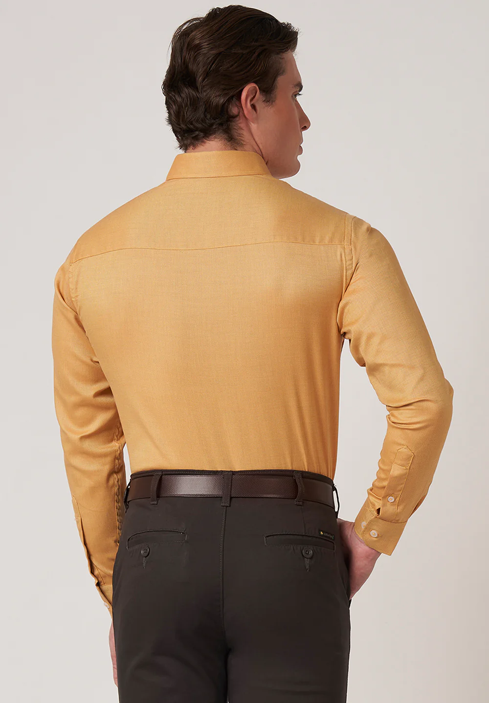Men Orange Slim Fit Formal Shirt - Image 3