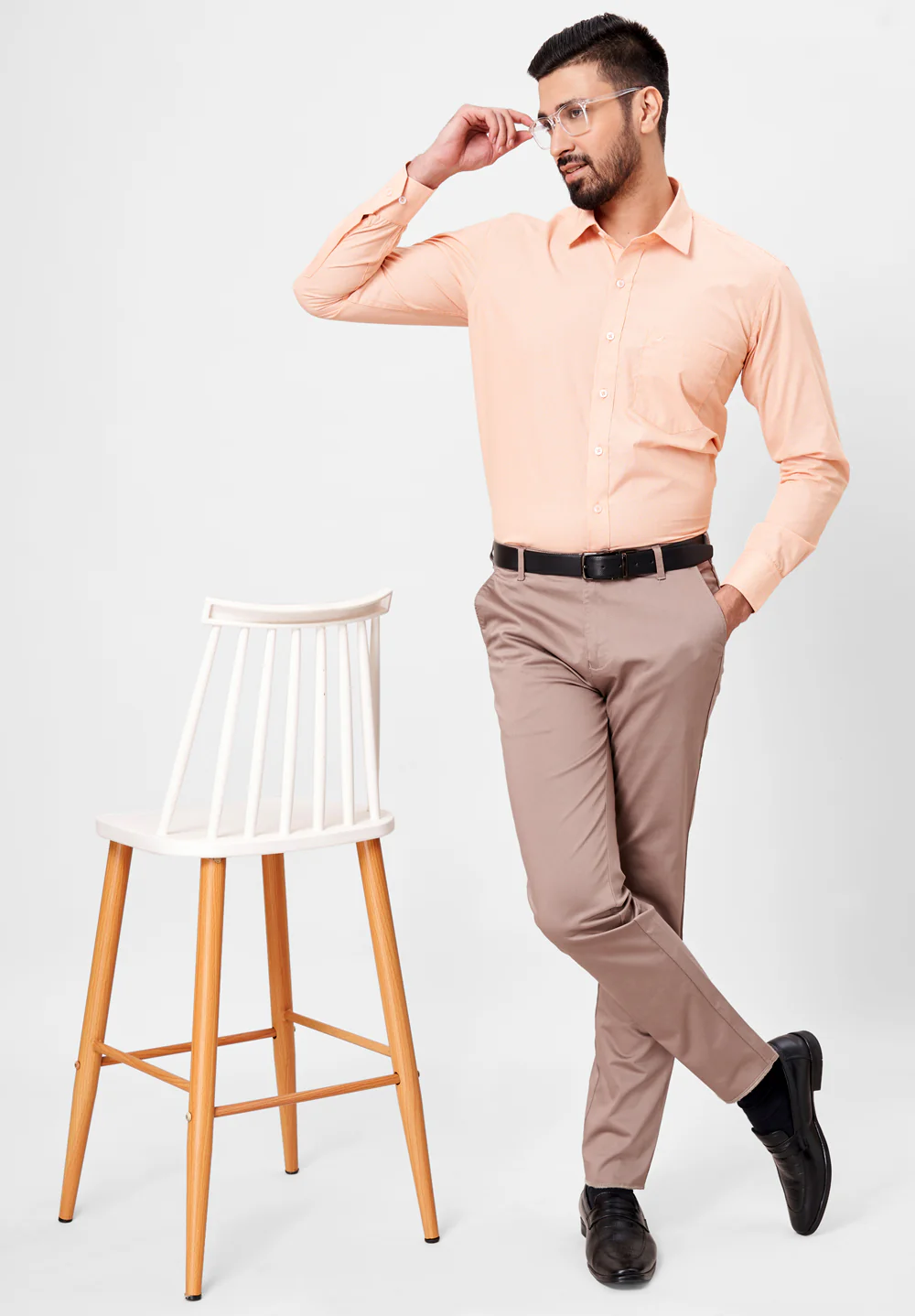 Men Orange Regular Fit Formal Shirt - Image 3