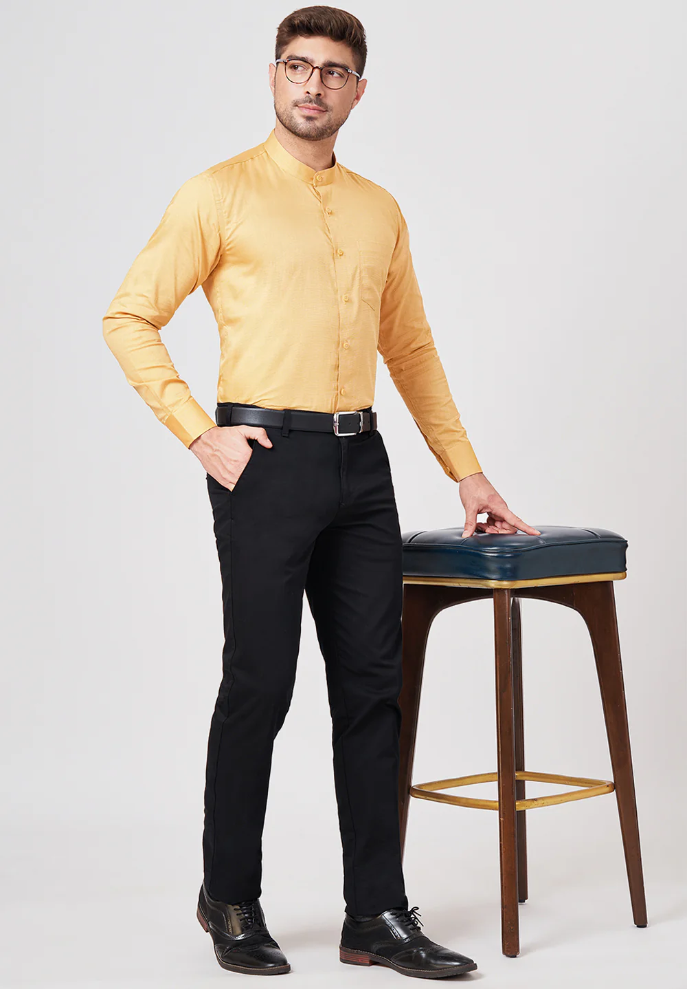 Men Orange Slim Fit Formal Shirt - Image 5