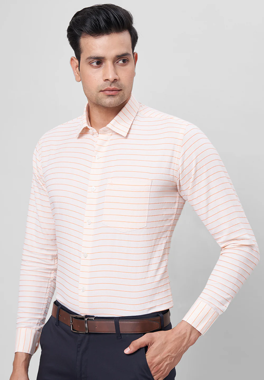 Men Orange Slim Fit Formal Shirt