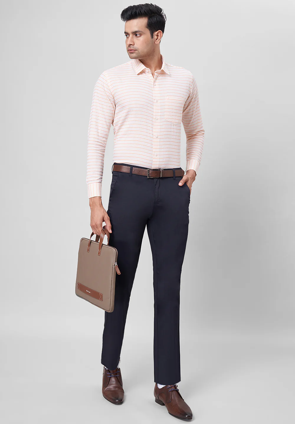 Men Orange Slim Fit Formal Shirt - Image 3