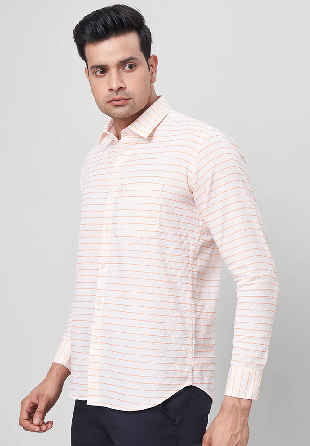 Men Orange Slim Fit Formal Shirt - Image 5