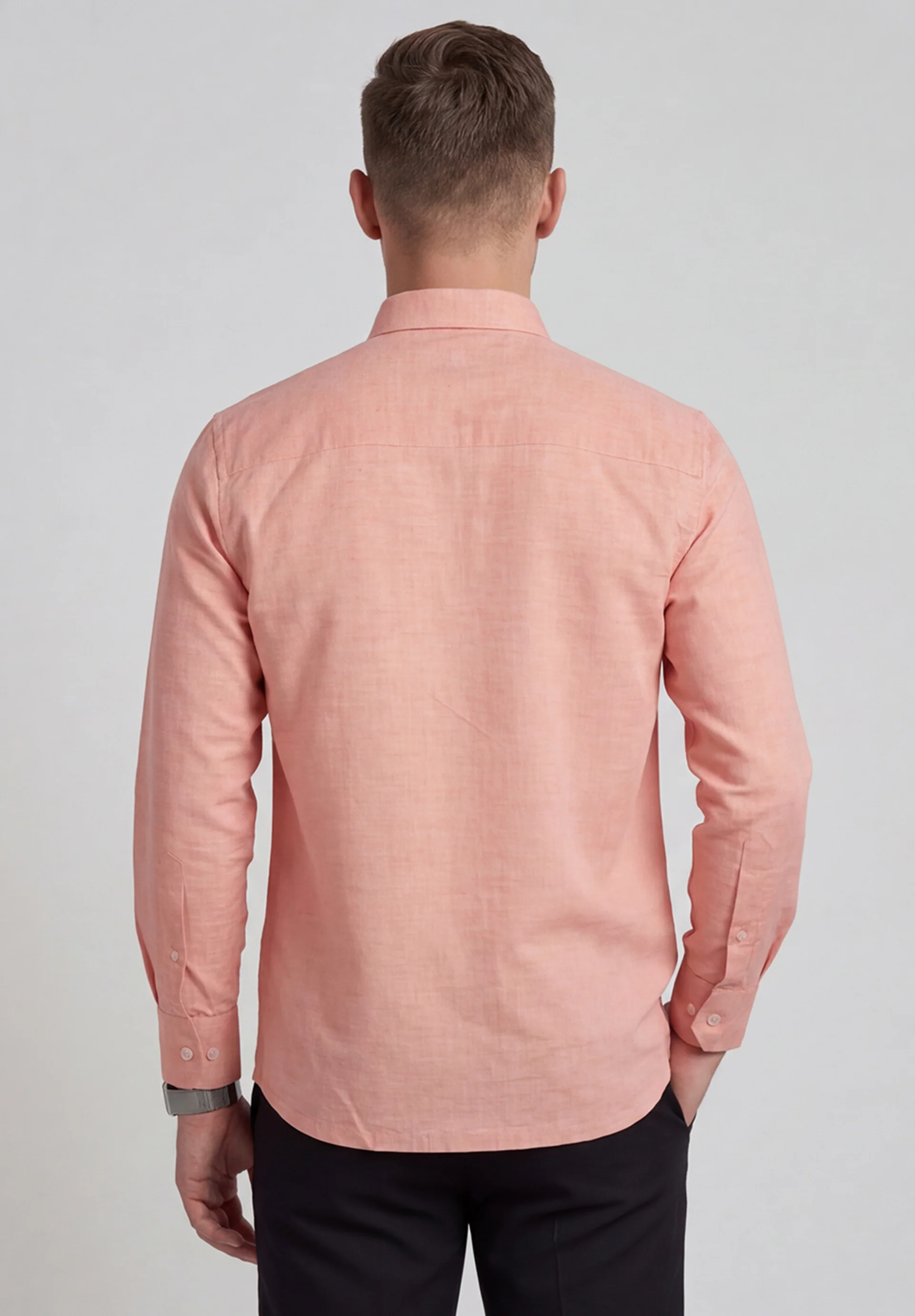 Men Peach Regular Fit Formal Shirt - Image 5