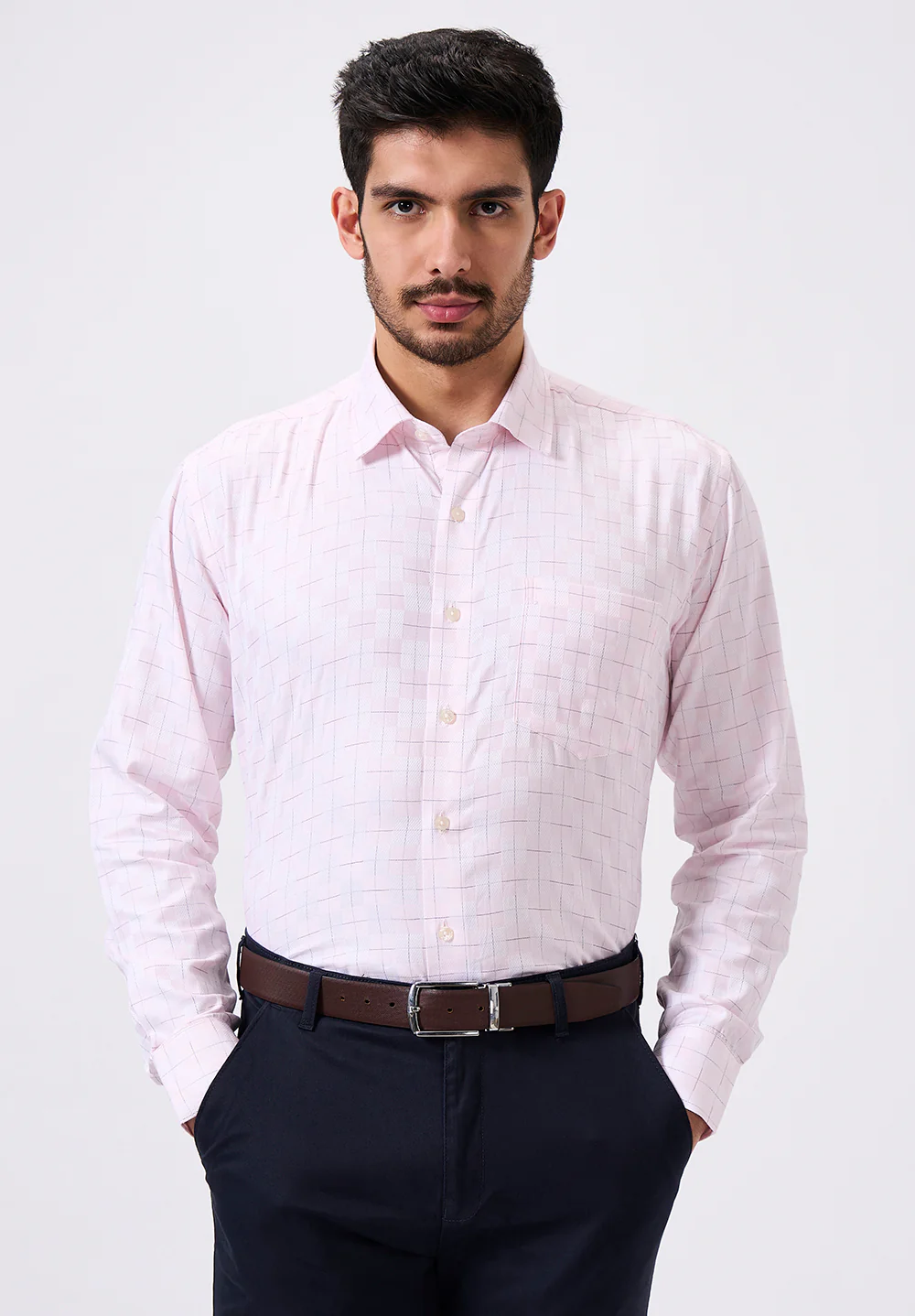 Men Peach Regular Fit Formal Shirt