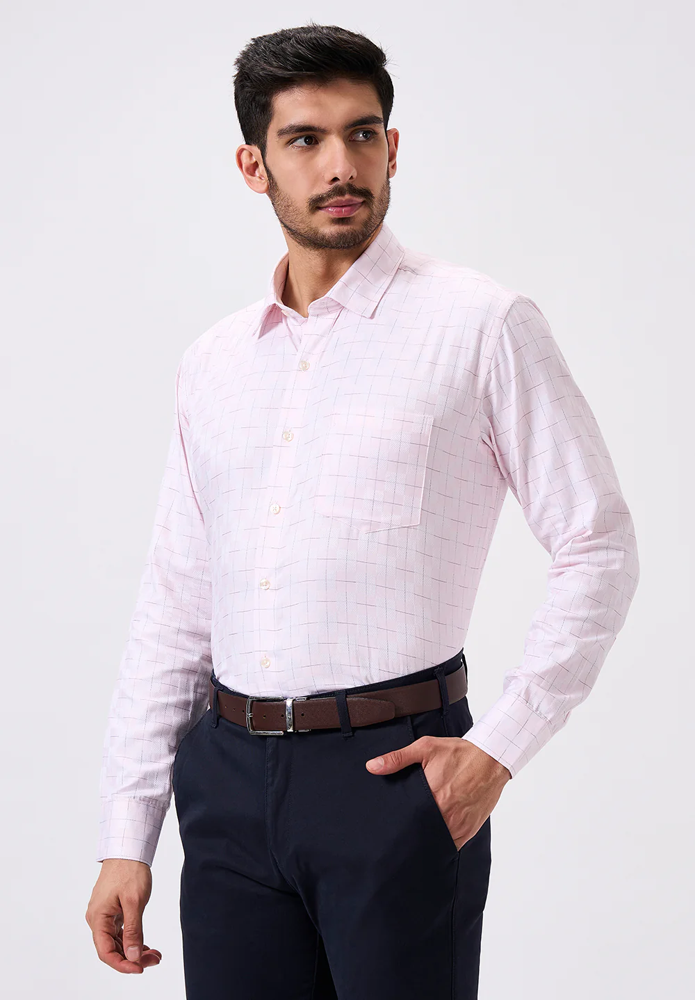 Men Peach Regular Fit Formal Shirt - Image 3