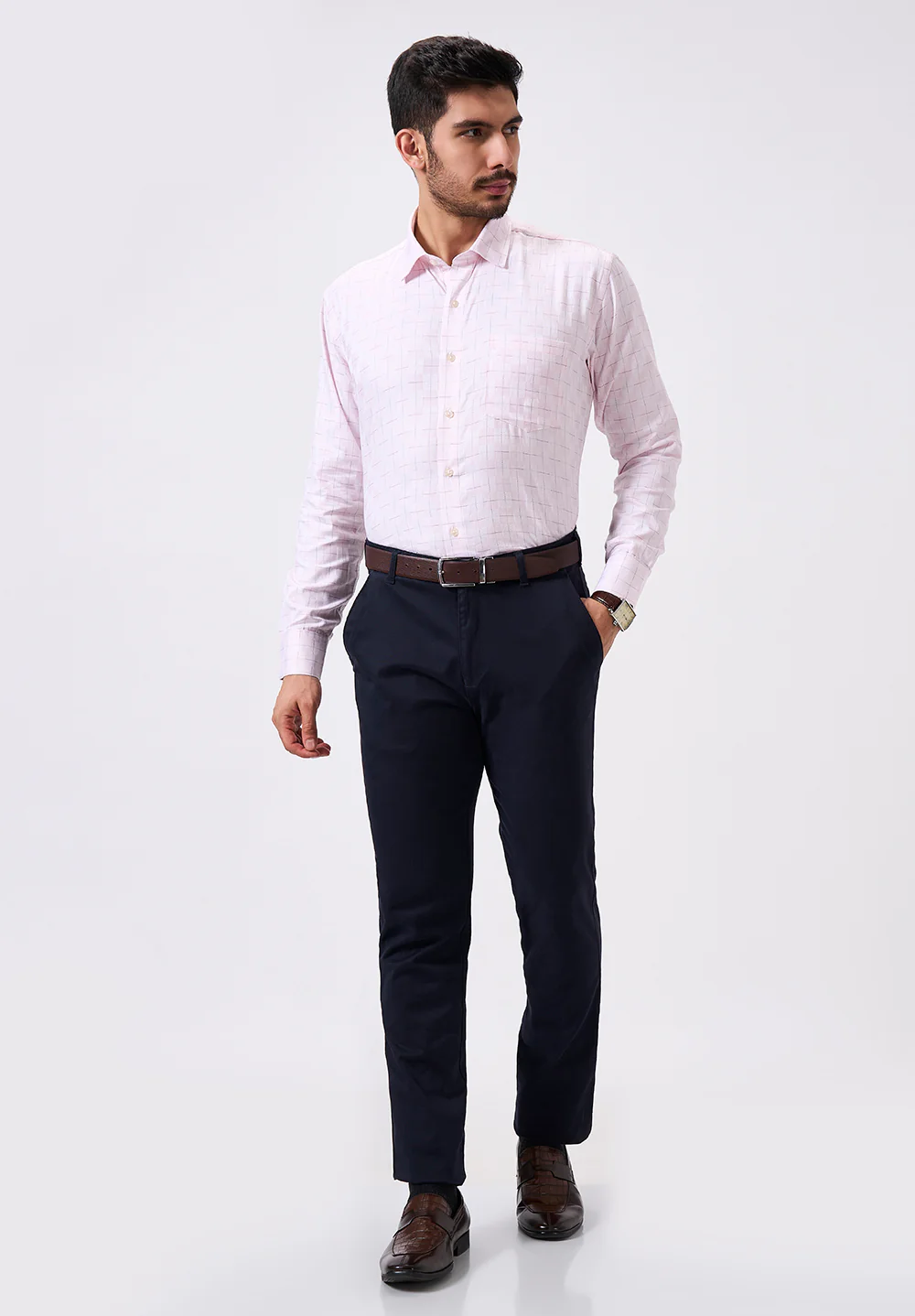 Men Peach Regular Fit Formal Shirt - Image 5