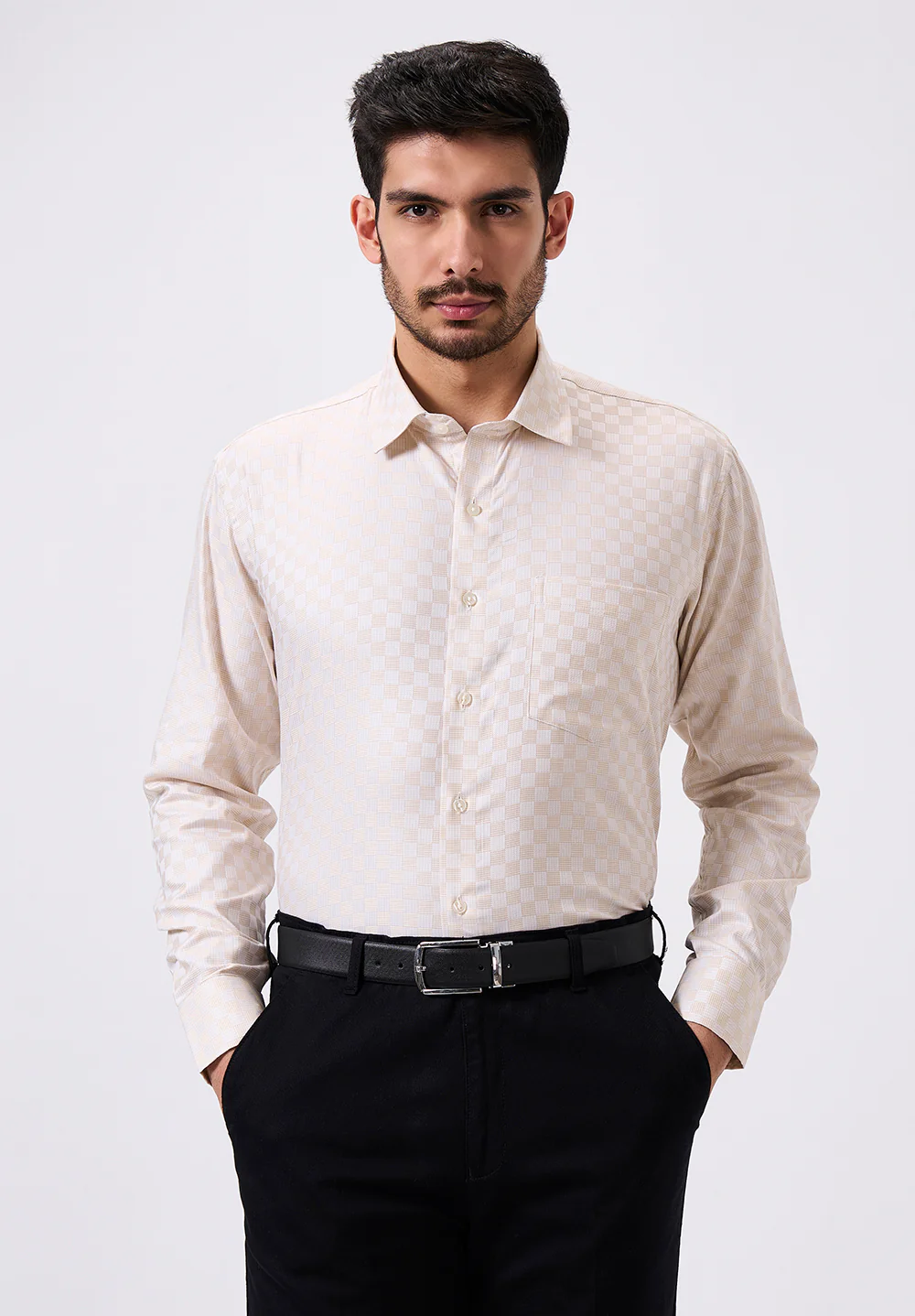 Men Peach Regular Fit Formal Shirt