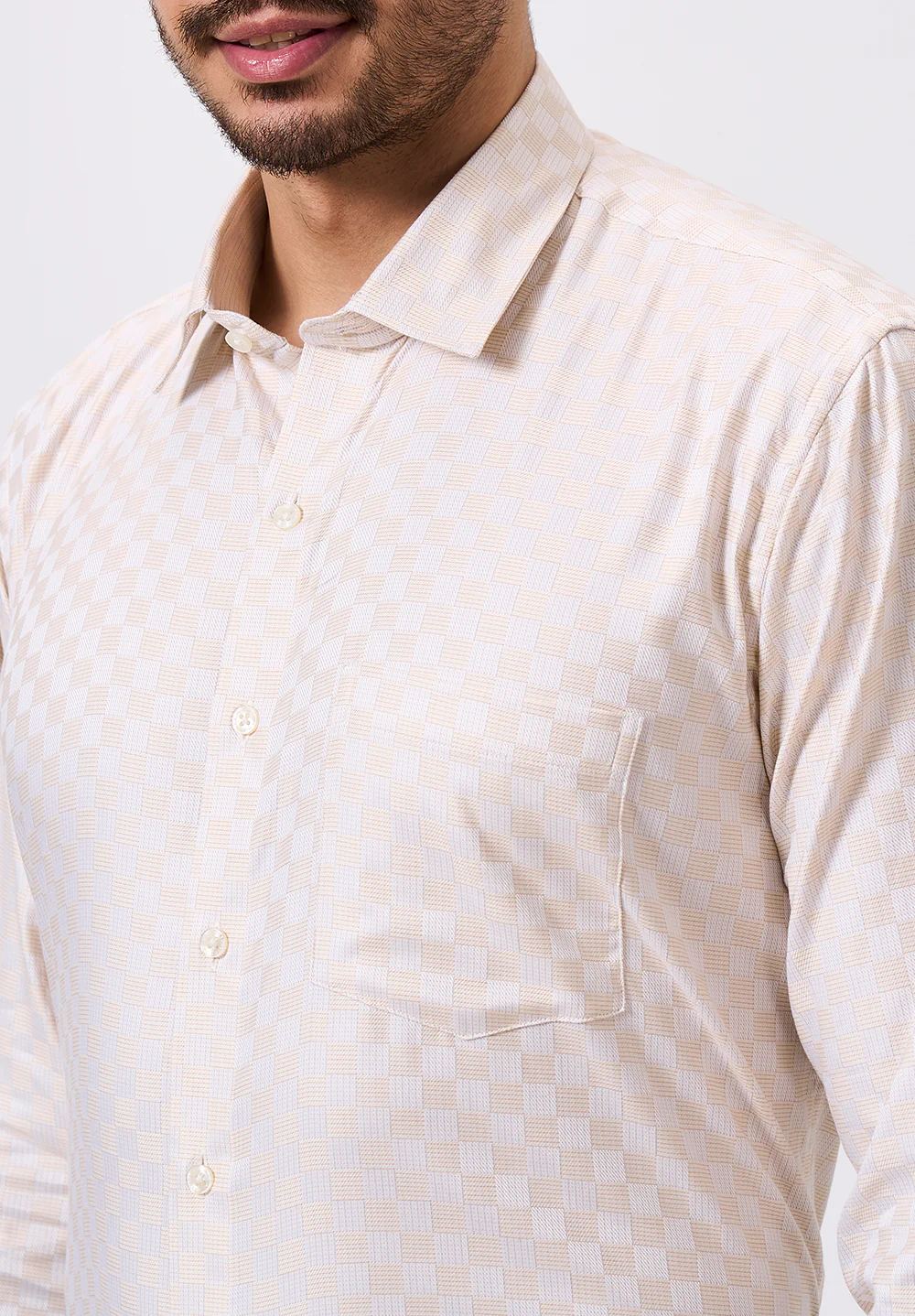 Men Peach Regular Fit Formal Shirt - Image 3
