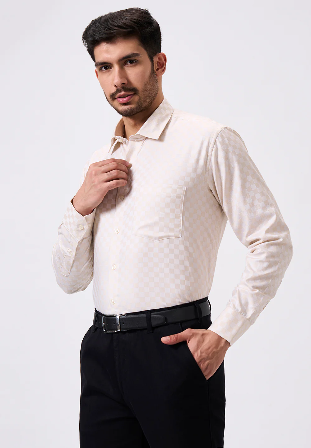 Men Peach Regular Fit Formal Shirt - Image 4