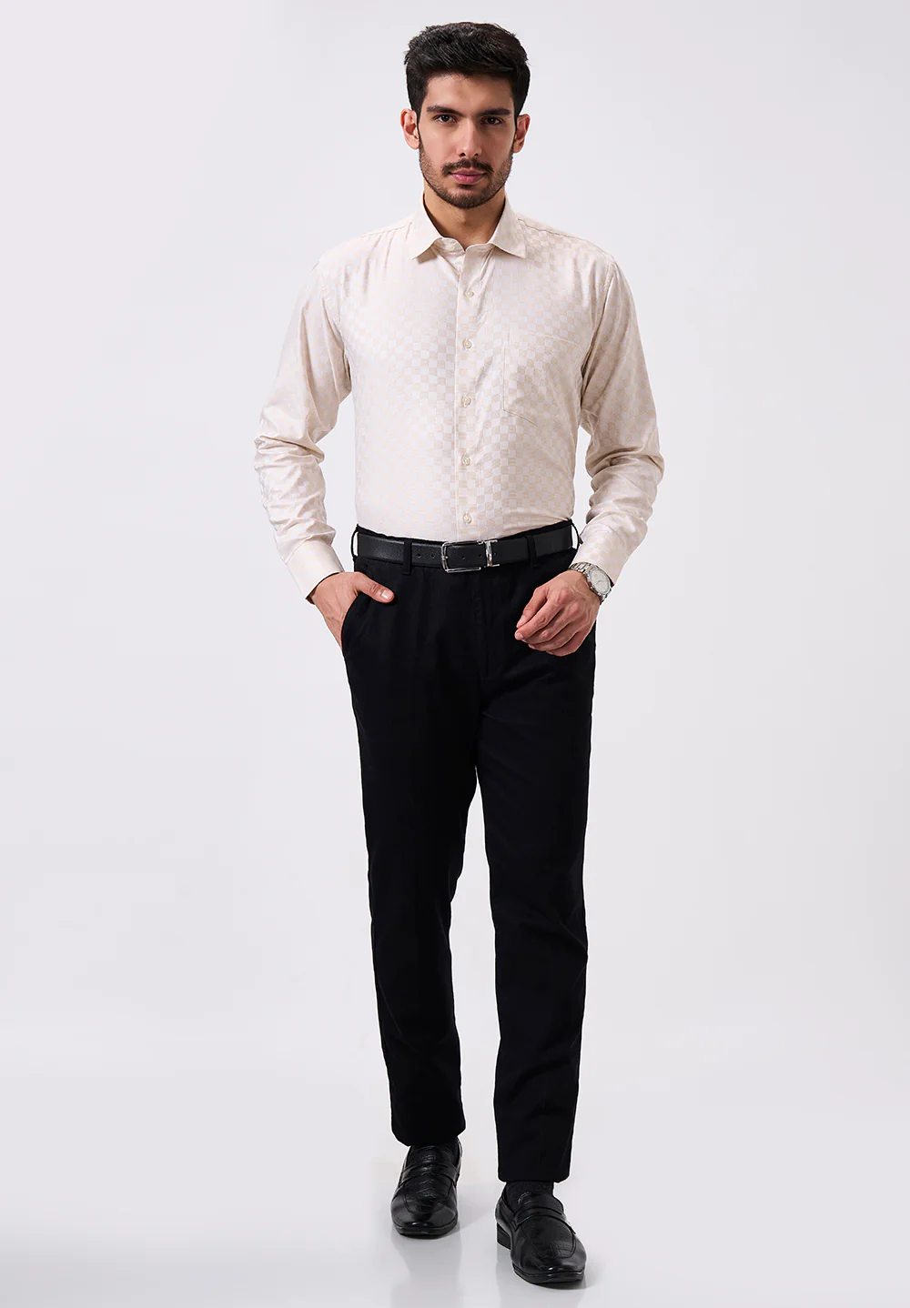 Men Peach Regular Fit Formal Shirt - Image 5