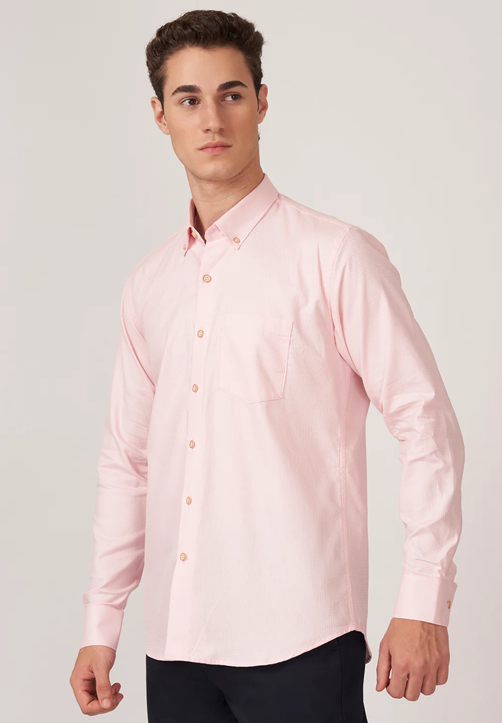 Men Peach Slim Fit Formal Shirt - Image 2