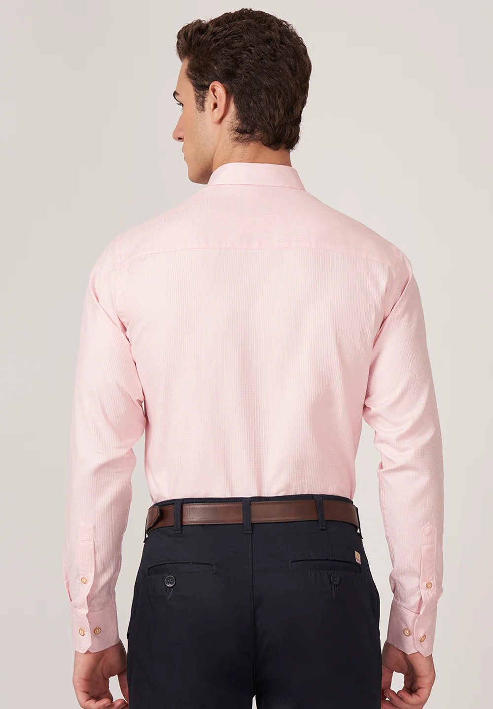 Men Peach Slim Fit Formal Shirt - Image 3