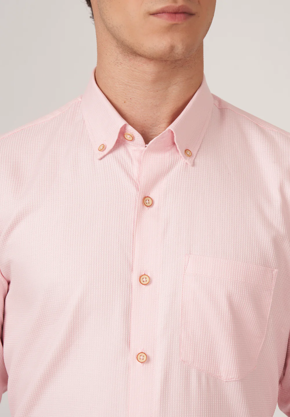Men Peach Slim Fit Formal Shirt - Image 4