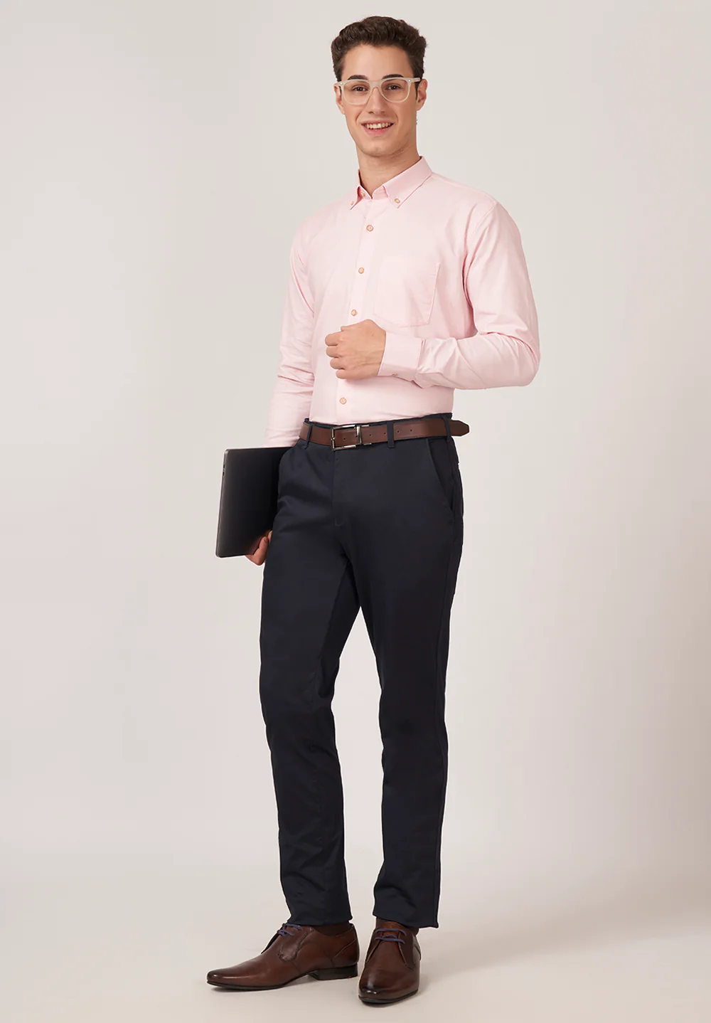 Men Peach Slim Fit Formal Shirt - Image 5