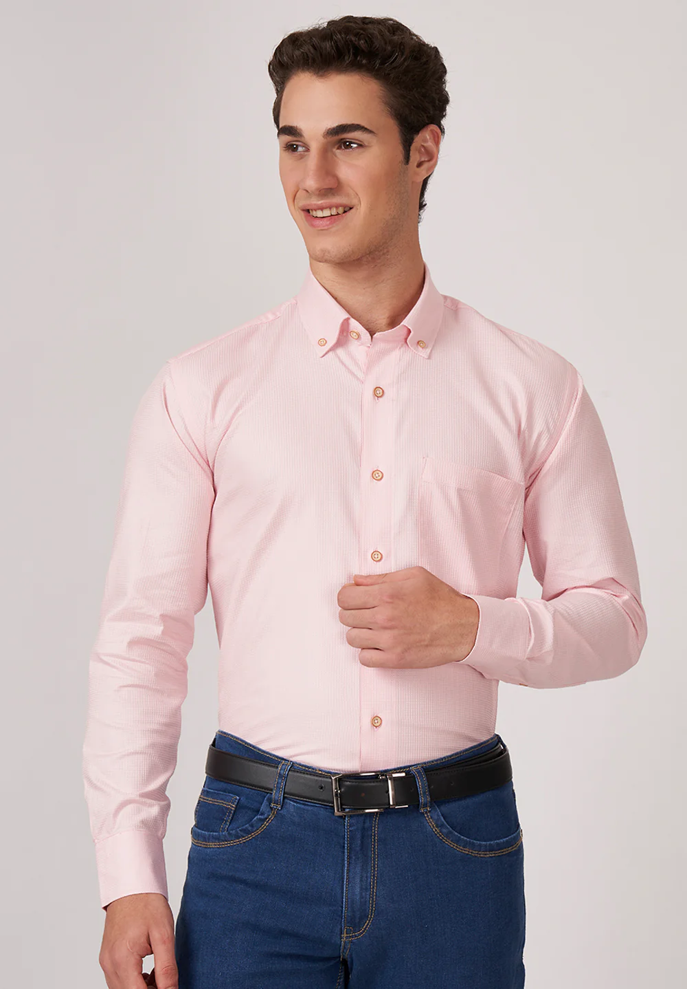 Men Peach Smart Fit Formal Shirt