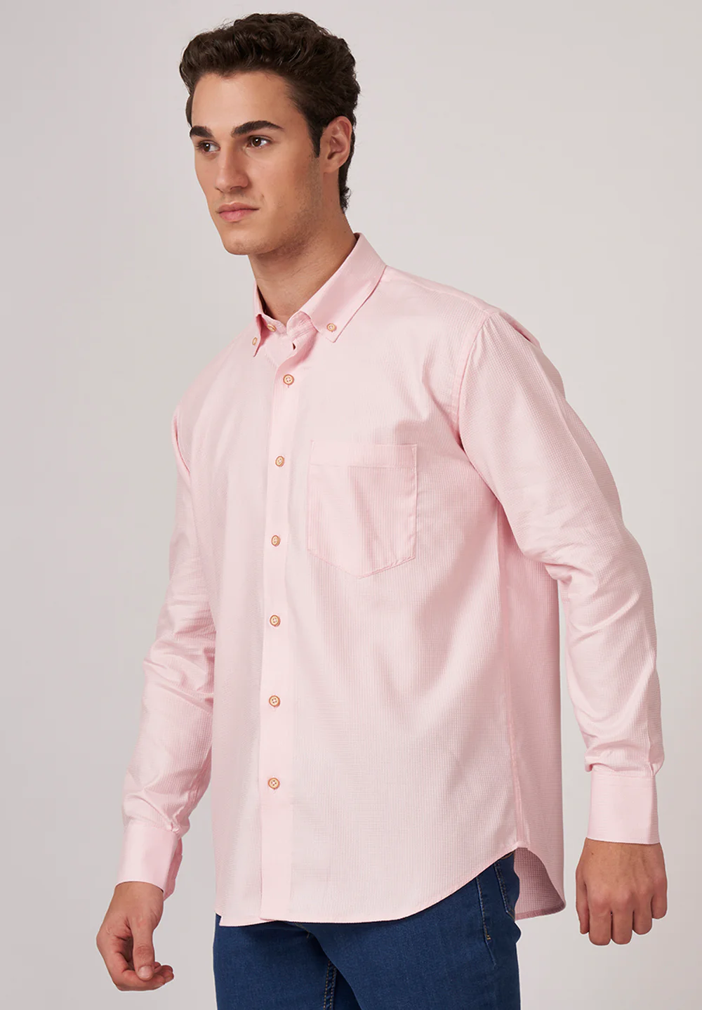 Men Peach Smart Fit Formal Shirt - Image 2