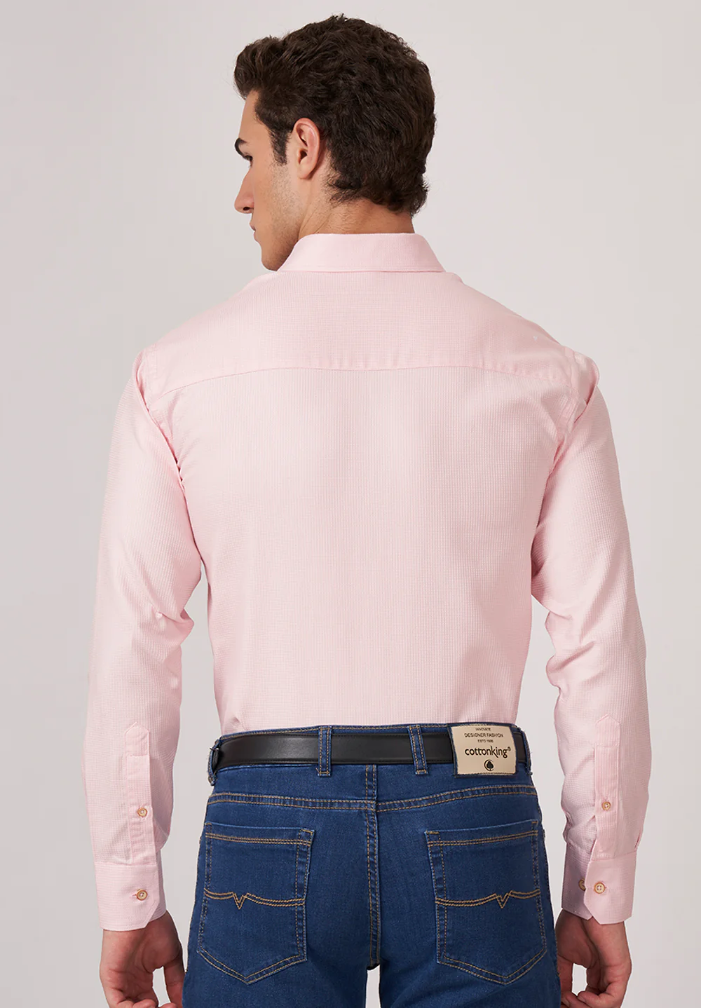 Men Peach Smart Fit Formal Shirt - Image 4